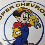Vintage Super Chevrolet Sign – Porcelain Crossover Mickey Mouse Service Sign - Image 3
