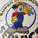 Vintage Super Chevrolet Sign – Porcelain Crossover Mickey Mouse Service Sign - Image 4