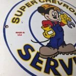 Vintage Super Chevrolet Sign – Porcelain Crossover Mickey Mouse Service Sign - Image 6