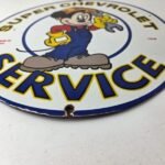 Vintage Super Chevrolet Sign – Porcelain Crossover Mickey Mouse Service Sign - Image 10