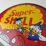 Vintage Super Shell Gasoline Sign – Donald Duck Automobile Gas Oil Pump Sign - Image 12