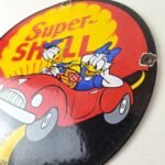 Vintage Super Shell Gasoline Sign – Donald Duck Automobile Gas Oil Pump Sign - Image 13