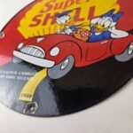 Vintage Super Shell Gasoline Sign – Donald Duck Automobile Gas Oil Pump Sign - Image 14