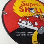 Vintage Super Shell Gasoline Sign – Donald Duck Automobile Gas Oil Pump Sign - Image 6