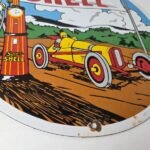 Vintage Super Shell Racing Gasoline Sign – Finish Line Gas Pump Porcelain Sign - Image 11