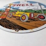 Vintage Super Shell Racing Gasoline Sign – Finish Line Gas Pump Porcelain Sign - Image 10