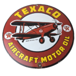 Vintage Texaco Gasoline Gas Pump Sign – Aircraft Motor Oil Porcelain Sign - Image 2