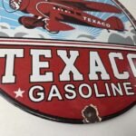 Vintage Texaco Gasoline Gas Pump Sign – Original Aviation Porcelain Sign - Image 11