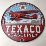Vintage Texaco Gasoline Gas Pump Sign – Original Aviation Porcelain Sign - Image 15