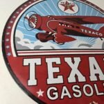 Vintage Texaco Gasoline Gas Pump Sign – Original Aviation Porcelain Sign - Image 6