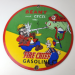 Vintage Texaco Gasoline Porcelain Sign – Firefighter Cecil Gas Pump Plate Sign - Image 12