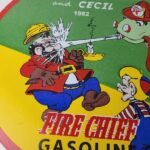 Vintage Texaco Gasoline Porcelain Sign – Firefighter Cecil Gas Pump Plate Sign - Image 4
