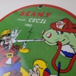 Vintage Texaco Gasoline Porcelain Sign – Firefighter Cecil Gas Pump Plate Sign - Image 8