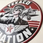 Vintage Texaco Gasoline Sign – Aviation Gas Pump Porcelain Sign - Image 13