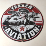 Vintage Texaco Gasoline Sign – Aviation Gas Pump Porcelain Sign - Image 15