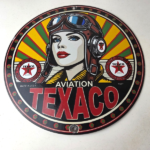 Vintage Texaco Gasoline Sign – Aviation Pilot Gas Pump Porcelain Sign - Image 15
