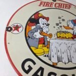 Vintage Texaco Gasoline Sign – Fire Chief Disney Mickey Gas Pump Porcelain Sign - Image 6