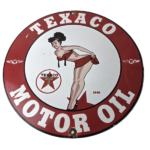 Vintage Texaco Gasoline Sign – Porcelain Motor Oil Bikini Sign - Image 2