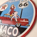 Vintage Texaco Gasoline Sign – Route 66 Gas Station Porcelain Chevy Bel Air Sign - Image 13