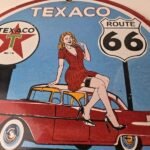 Vintage Texaco Gasoline Sign – Route 66 Gas Station Porcelain Chevy Bel Air Sign - Image 3