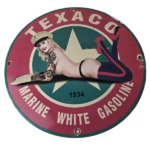 Vintage Texaco Gasoline Sign – White Marine Gas Pump Porcelain Sign - Image 2