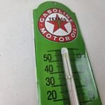 Vintage Texaco Motor Oil Sign – Gas Pump Ad Sign on Porcelain Thermometer - Image 5