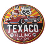 Vintage Texaco Route 66 Pin Up Porcelain Sign – Chevy Gas Station Sign