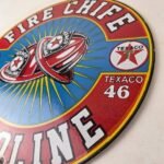 Vintage Texaco Sign – Fire Chief Gasoline Service Gas Pump Porcelain Ad Sign - Image 13