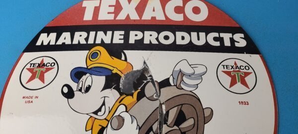 Vintage Texaco Sign – Gas Marine Products Porcelain Mickey Mouse Sign - Image 13