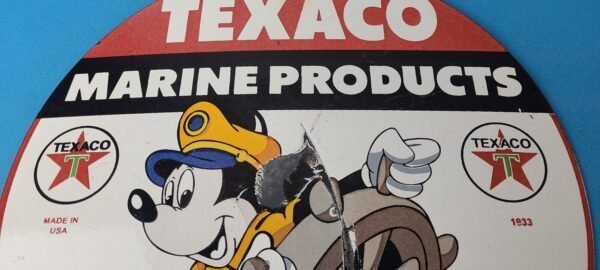 Vintage Texaco Sign – Gas Marine Products Porcelain Mickey Mouse Sign - Image 3