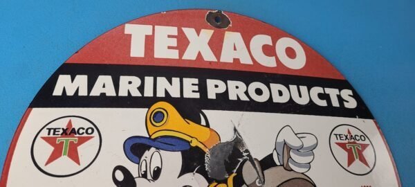Vintage Texaco Sign – Gas Marine Products Porcelain Mickey Mouse Sign - Image 5