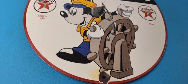 Vintage Texaco Sign – Gas Marine Products Porcelain Mickey Mouse Sign - Image 7