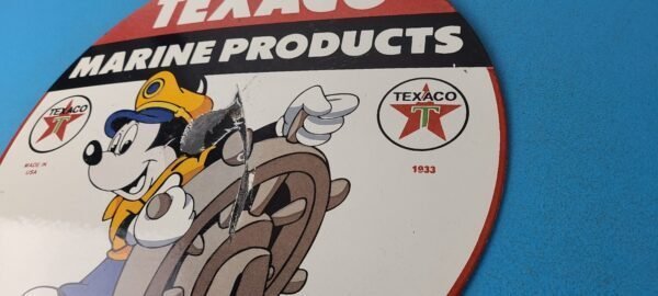 Vintage Texaco Sign – Gas Marine Products Porcelain Mickey Mouse Sign - Image 9