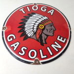 Vintage Tioga Gasoline Sign – Native American Indian Chief Gas Porcelain Sign - Image 15