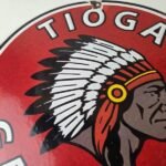 Vintage Tioga Gasoline Sign – Native American Indian Chief Gas Porcelain Sign - Image 3