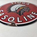 Vintage Tioga Gasoline Sign – Native American Indian Chief Gas Porcelain Sign - Image 10