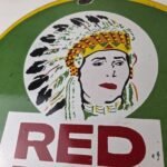 Vintage Tobacco Sign – Porcelain Red Man Chew Gas Pump Display Sign - Image 3
