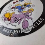 Vintage Triumph Donald Daisy Motorcycle Porcelain Sign – Disney Triumph Sign - Image 14