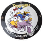 Vintage Triumph Donald Daisy Motorcycle Porcelain Sign – Disney Triumph Sign - Image 2