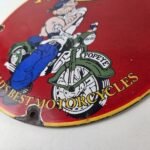 Vintage Triumph Sign – Porcelain Automobiles Popeye Original Gas Oil Pump Sign - Image 14