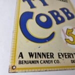 Vintage Ty Cobb Baseball Sign – MLB Candy Michigan Porcelain Gas Sign - Image 11