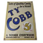 Vintage Ty Cobb Baseball Sign – MLB Candy Michigan Porcelain Gas Sign - Image 2
