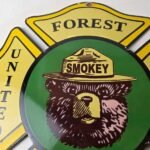 Vintage United States Forest Service Sign – Smokey Bear Porcelain Gas Pump Sign - Image 3
