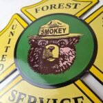 Vintage United States Forest Service Sign – Smokey Bear Porcelain Gas Pump Sign - Image 4