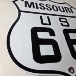 Vintage US Route 66 Missouri Sign – Porcelain Hwy Road Marker Gas Pump Sign - Image 6