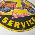 Vintage Vespa Sign – Bike Gas Service Station Porcelain Advertising Sign - Image 11
