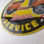 Vintage Vespa Sign – Bike Gas Service Station Porcelain Advertising Sign - Image 14
