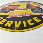 Vintage Vespa Sign – Bike Gas Service Station Porcelain Advertising Sign - Image 10