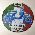 Vintage Vespa Sign – Italian Gas Service Station Porcelain Advertising Sign - Image 15