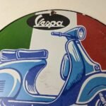 Vintage Vespa Sign – Italian Gas Service Station Porcelain Advertising Sign - Image 3
